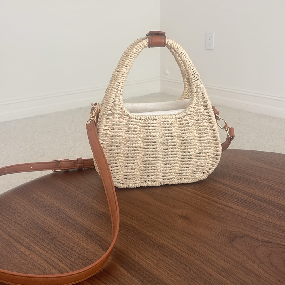 Cream Woven Handbag